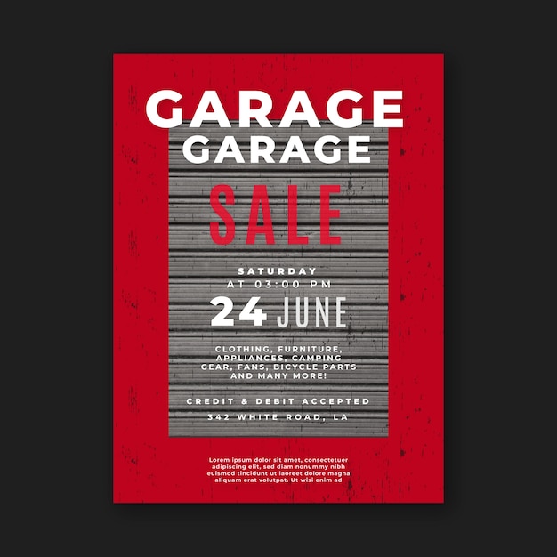 Gratis vector garage verkoop poster sjabloon