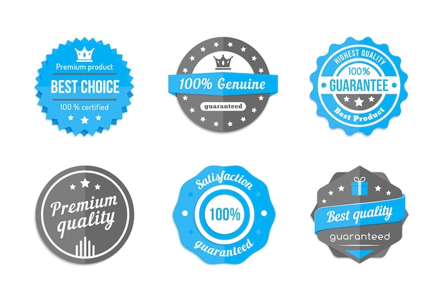 Garantie, kwaliteit en beste keuze vector vintage blauwe badges