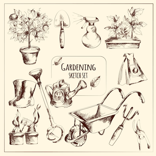 Gardening sketch set