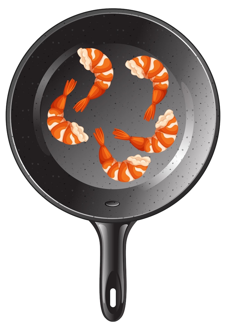 Gratis Vector garnalen op een pan geïsoleerd
