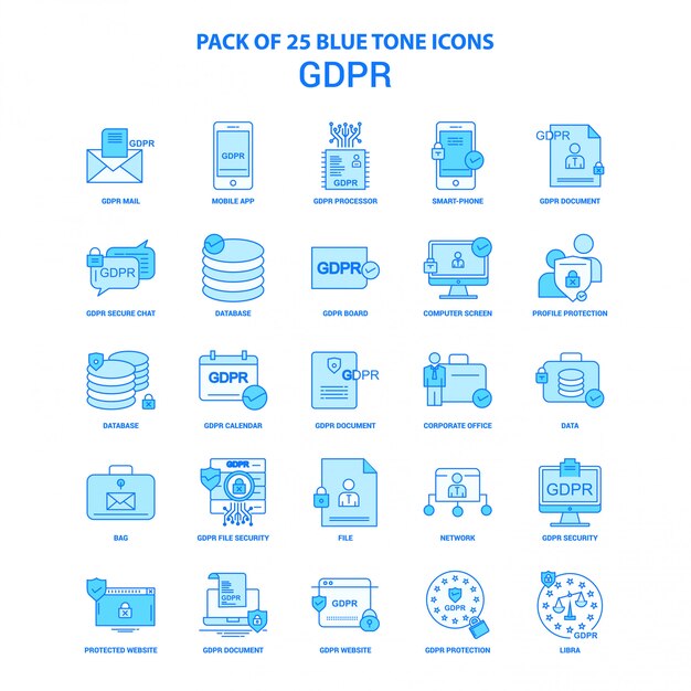 GDPR Blue Tone Icon Pack