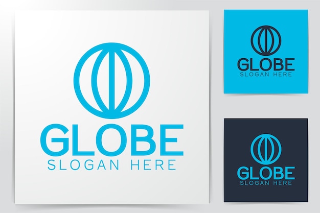 Gebied. mono line globe logo Ideeën. Inspiratie logo ontwerp. Sjabloon vectorillustratie. Geïsoleerd Op Witte Achtergrond