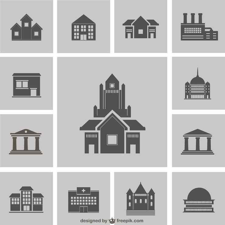 Gratis Vector gebouw silhouetten pakken