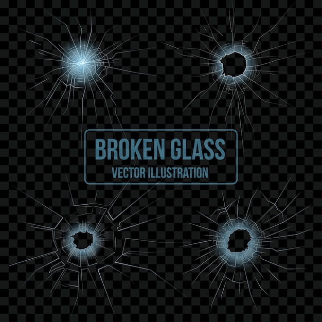 Gratis vector gebroken glas set