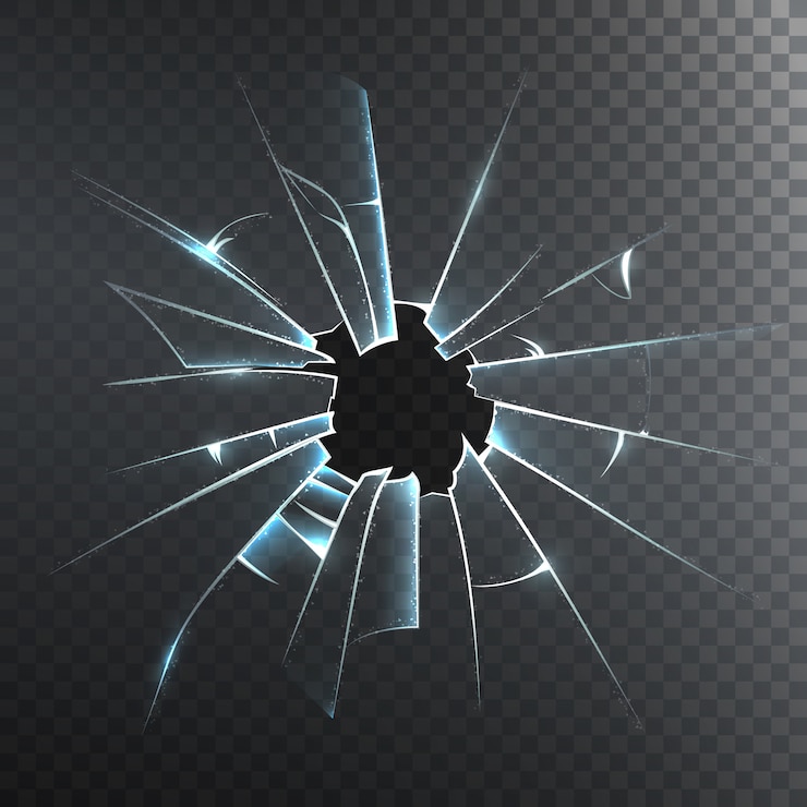 Gratis Vector gebroken matglas realistische pictogram