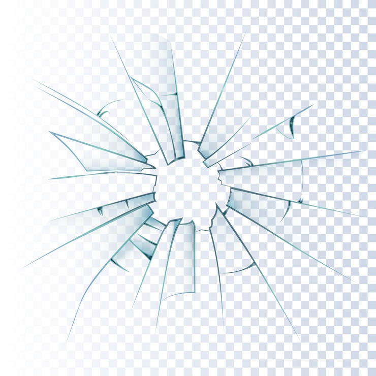 Gratis Vector gebroken matglas realistische pictogram