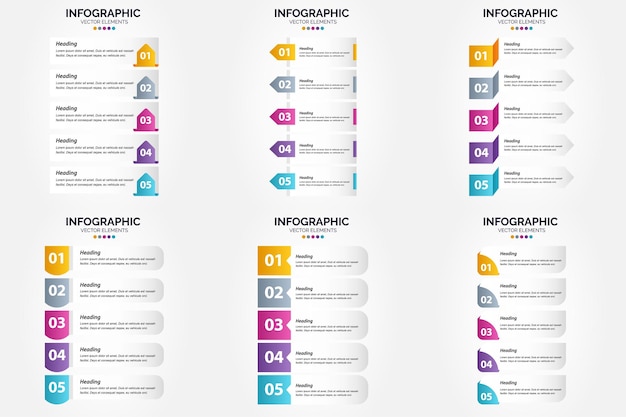 Gratis vector gebruik deze set vectorinfographics om te adverteren in een brochure, flyer of tijdschrift