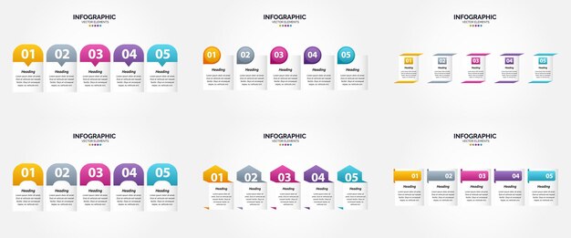 Gratis vector gebruik deze set vectorinfographics om te adverteren in een brochure, flyer of tijdschrift