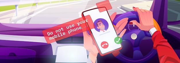 Gratis vector gebruik geen mobiele telefoon tijdens het rijden