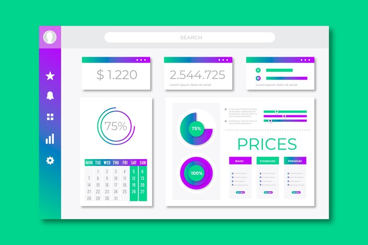 Gratis Vector gebruikerspaneel bedrijfsdashboard