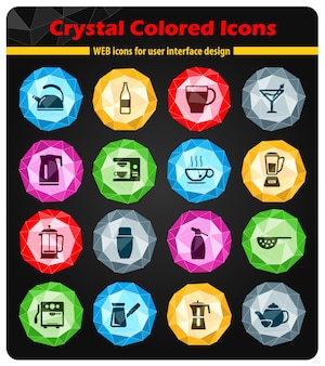 Gebruiksvoorwerpen voor de bereiding van drankenpictogrammen op gekleurde knopkristallen