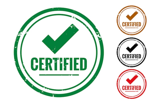 Gratis vector gecertificeerd controlekwaliteitslabel of rubberen stempelset