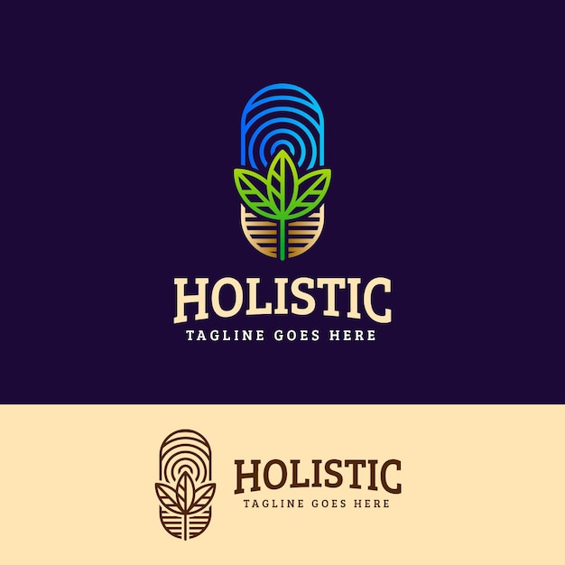 Gedetailleerd holistisch concept logo sjabloon