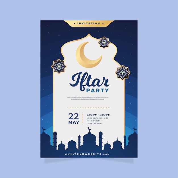 Gedetailleerd iftar-uitnodigingssjabloon