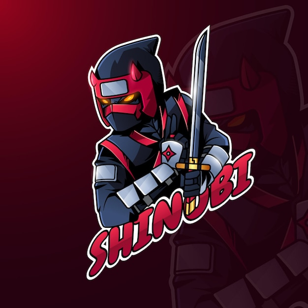 Gratis vector gedetailleerd kleurrijk ninja-logo
