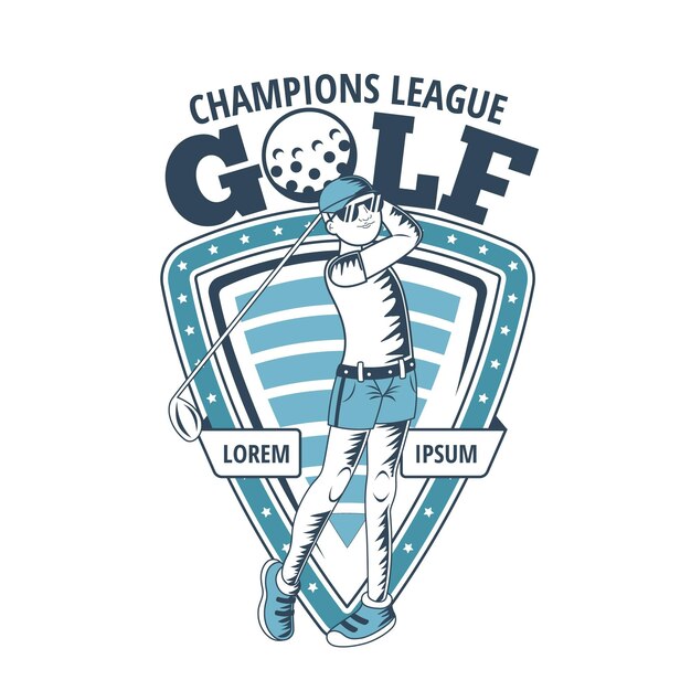 Gedetailleerd sjabloon vintage golf logo