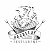 Gratis vector gedetailleerde barbecue logo sjabloon