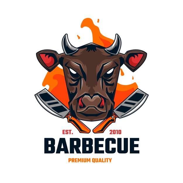 Gedetailleerde barbecue logo sjabloon