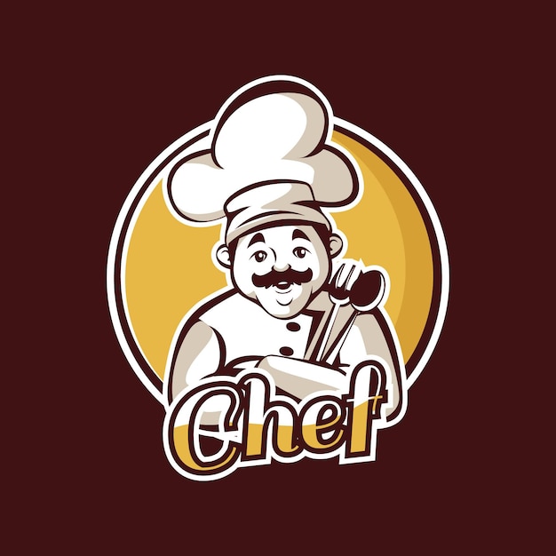Gedetailleerde chef-kok logo sjabloon