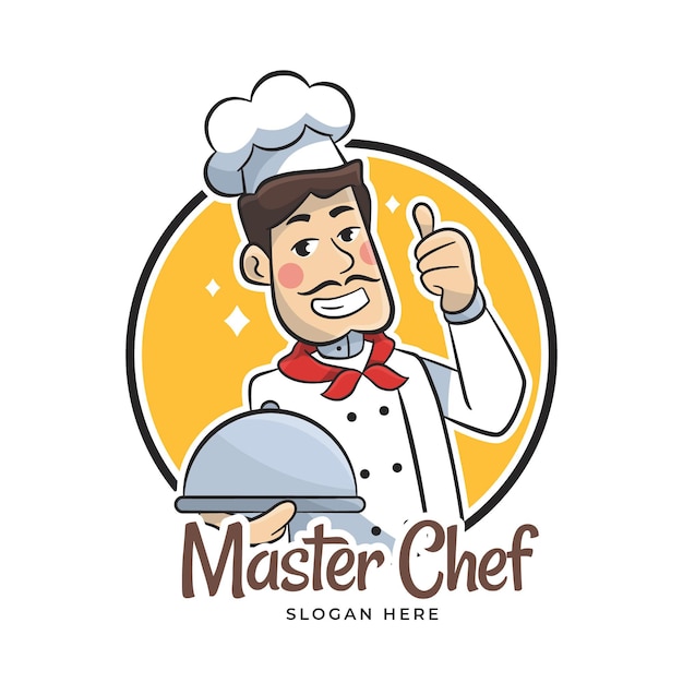 Gedetailleerde chef-kok logo sjabloon