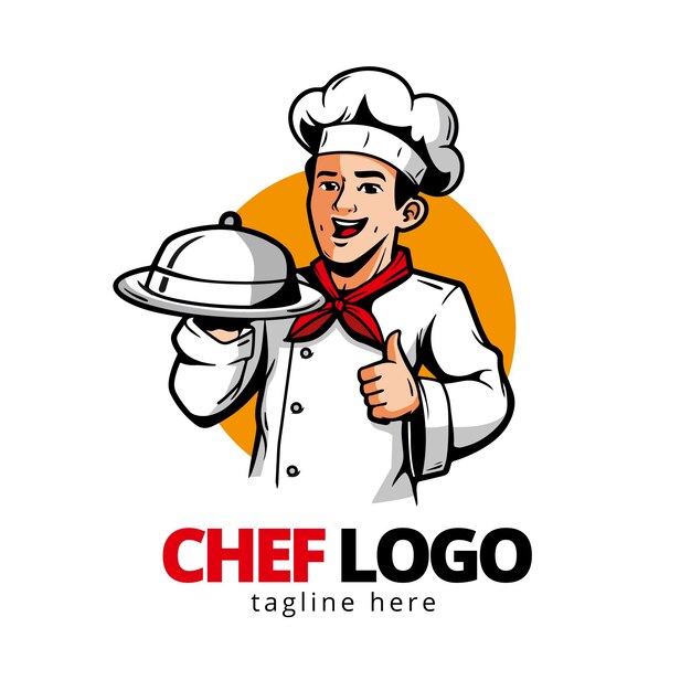 Gedetailleerde chef-kok logo sjabloon