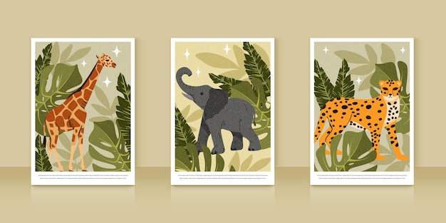 Gratis vector gedetailleerde collectie wilde dieren omvat: