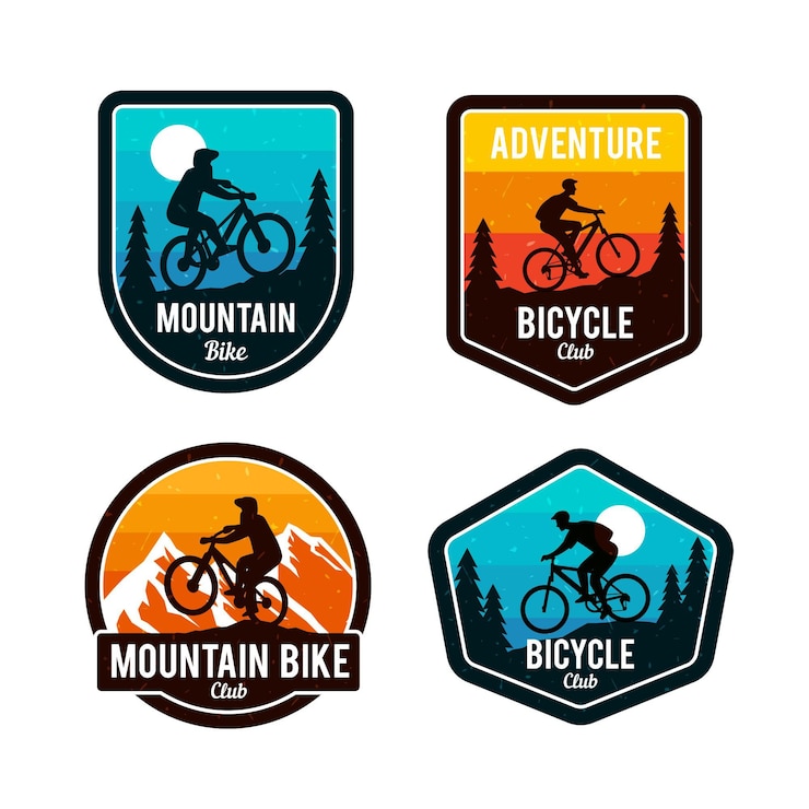 Gratis Vector gedetailleerde fietser fiets logo sjabloon