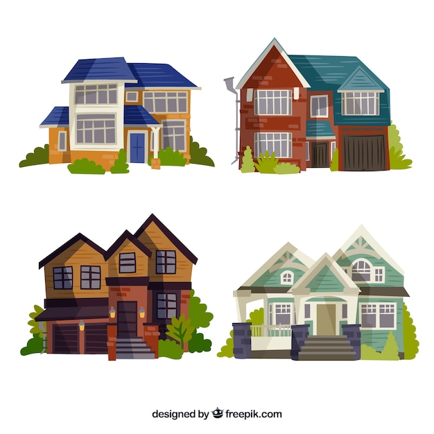 Gratis vector gedetailleerde huis set