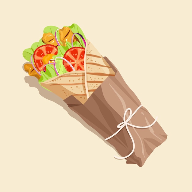 Gratis vector gedetailleerde illustratie van voedzame shoarma