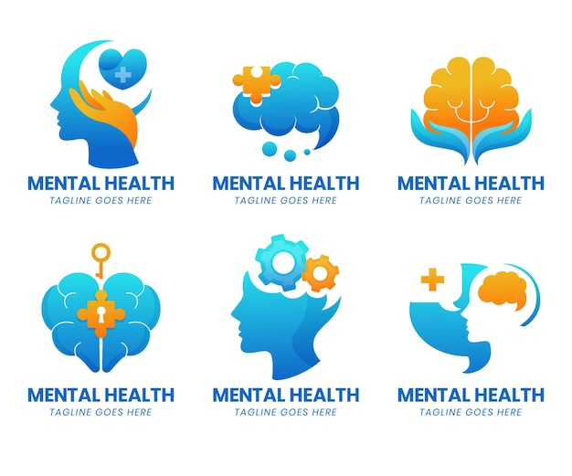 Gedetailleerde logo's voor geestelijke gezondheid