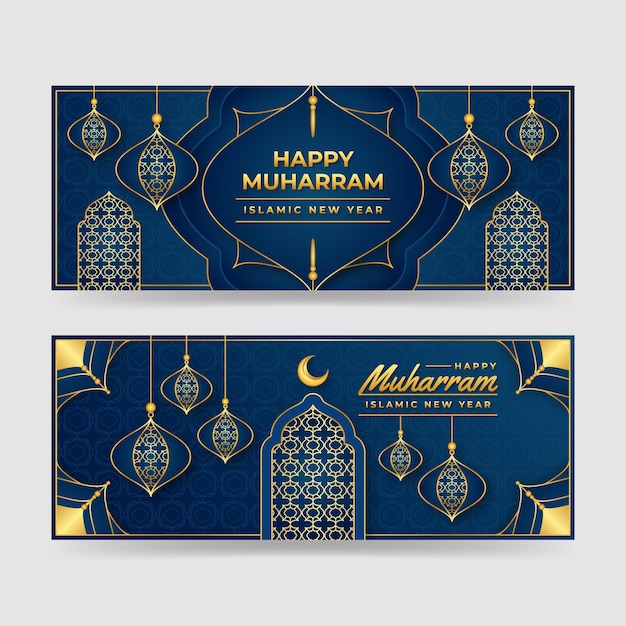 Gedetailleerde muharram banners set