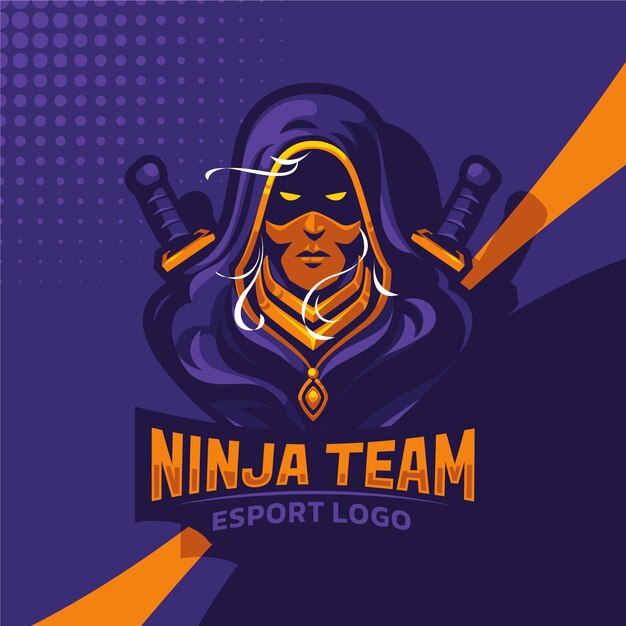 Gedetailleerde ninja logo sjabloon