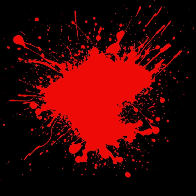 Gedetailleerde rode bloedspatten op een zwarte achtergrond, ideaal voor halloween