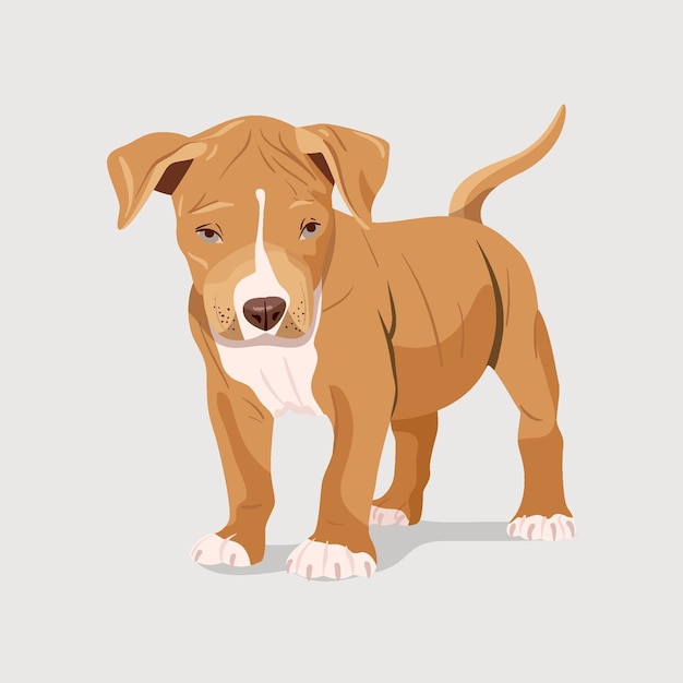 Gedetailleerde schattige pitbull illustratie