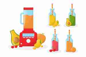 Gratis vector gedetailleerde smoothies in blenderglas