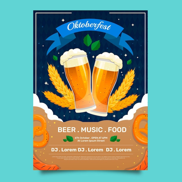 Gratis vector gedetailleerde verticale postersjabloon voor oktoberfest