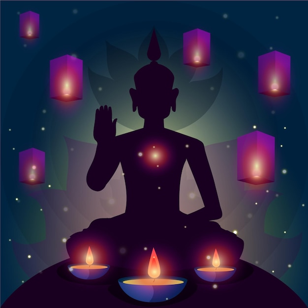 Gratis vector gedetailleerde vesak dag illustratie