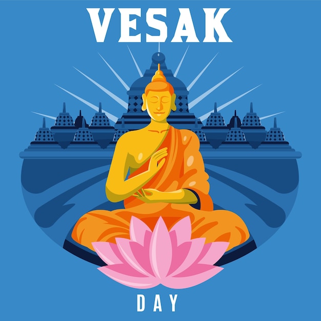 Gratis vector gedetailleerde vesak dag illustratie