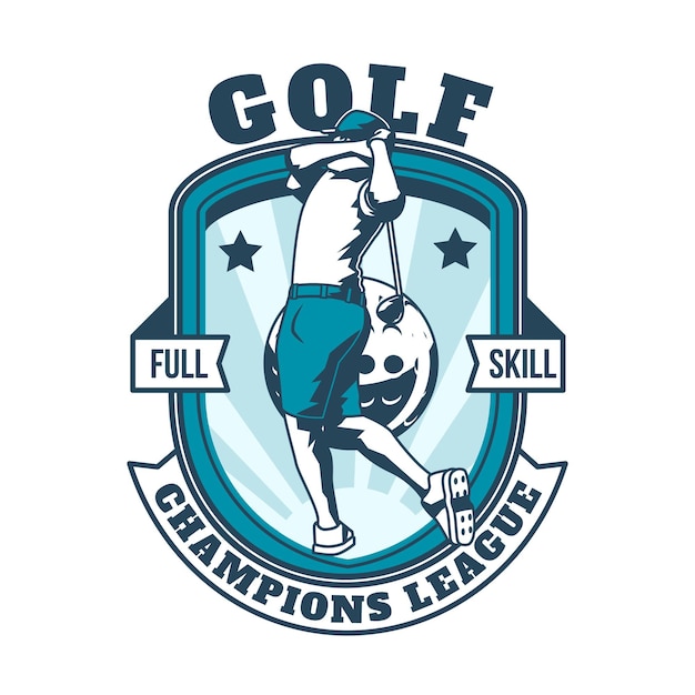 Gedetailleerde vintage golf logo sjabloon