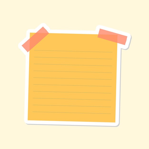 Geel gevoerd briefpapier dagboek sticker vector