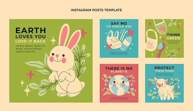 Gratis vector geen afval instagram posts sjabloon