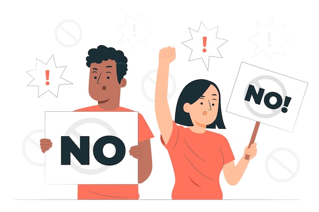 Gratis vector geen protest teken concept illustratie