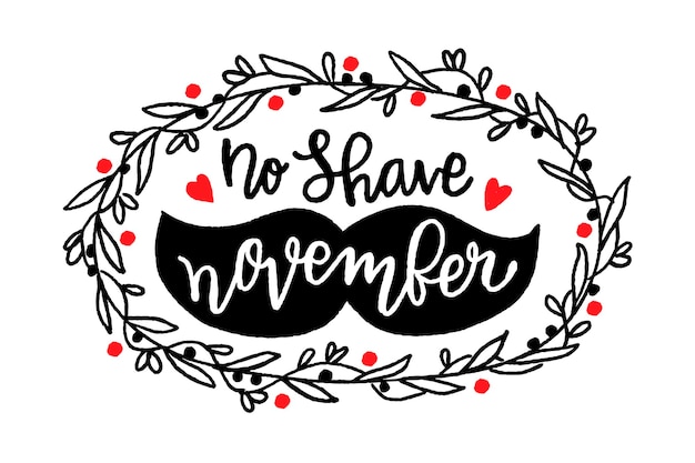 Gratis vector geen scheerbeurt movember belettering achtergrond