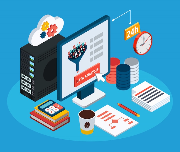 Gratis Vector gegevensanalyse isometrisch