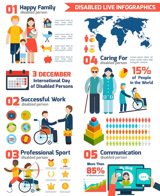 Gehandicapte Infographics Set