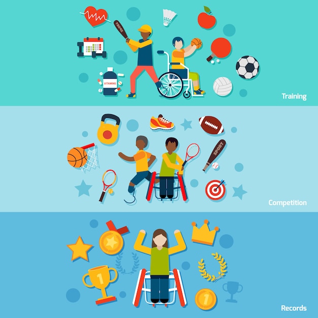 Gratis vector gehandicapte sportbanners