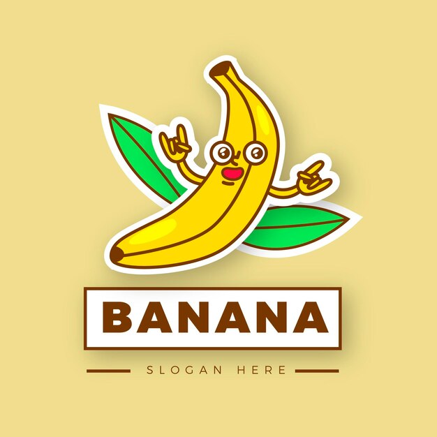 Geïllustreerd bananenkarakterlogo