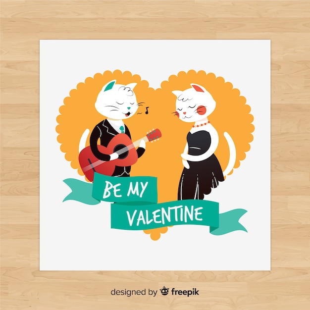 Gratis vector geïllustreerd dierlijk paar voor valentijnskaartendag