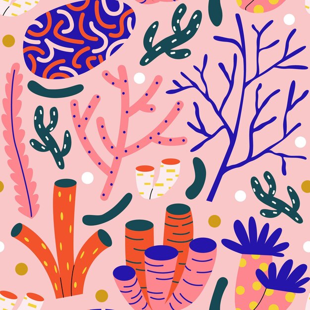 Geïllustreerd kleurrijk koraalpatroon