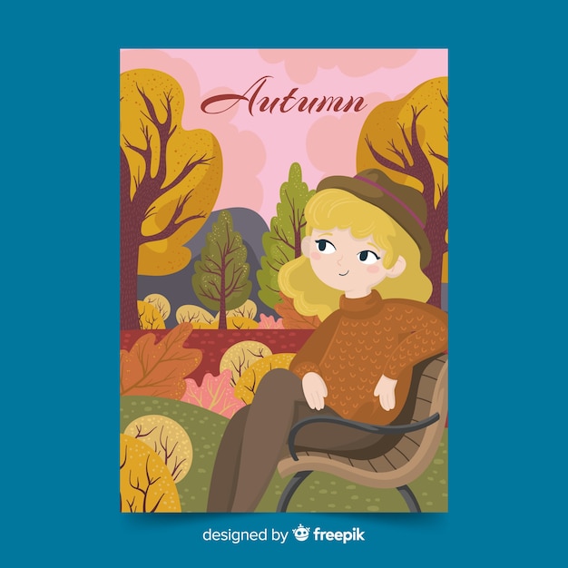 Gratis vector geïllustreerde herfst seizoen poster